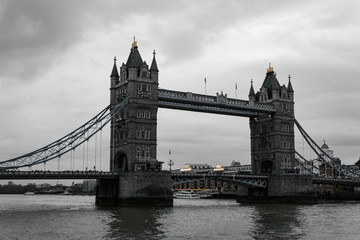 The Tower Bridge along the River Thames in London, England