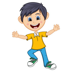 Boy cartoon with dancing pose