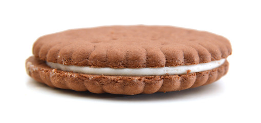 Chocolate cream cookies isolated on white