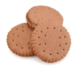 chocolate cookies with creme filing isolated on white background