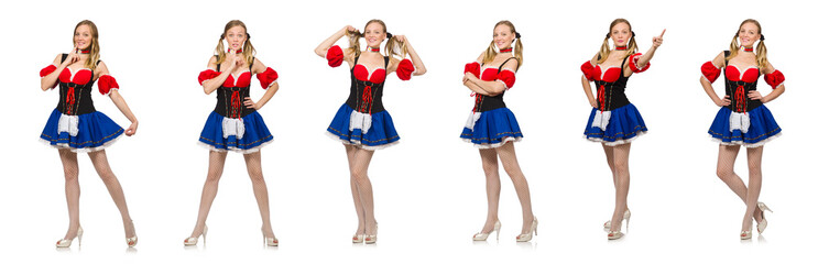 Woman in Oktoberfest concept on white