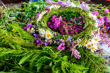 fragrant meadow herbs and flowers in the summer