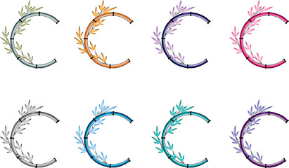 bamboo icon logo set