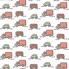Abstract handdrawn car seamless pattern