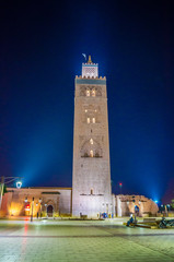 Koutoubia Mosque minaret in old medina  of Marrakesh, Morocco