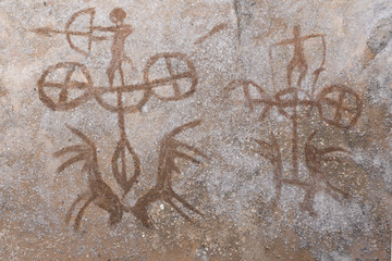 a drawing on the wall of the cave made by an ancient man. history. archeology.