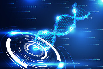 Fototapeta premium abstract technology science concept modern circle and DNA blue light on binary hi tech background