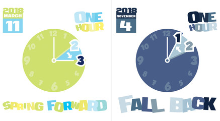 Illustration of Clock Changes in New York, New York, USA