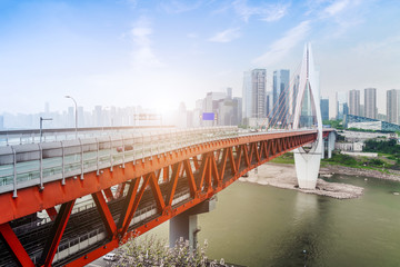 Chongqing urban architectural landscape skyline and River Bridge