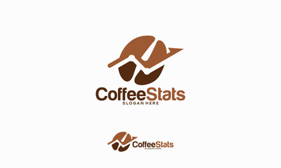 Coffee Stats logo designs concept vector, Coffee Stock logo template, Coffee Bean logo template