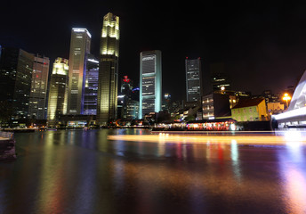 Fototapeta na wymiar Singapore - City lights in the South Bridge Road Area. Singapore on of the largest and riches cities in Asia