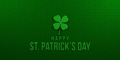 St Patricks Day Green Brick Wall. 3D Render Illustration