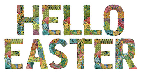 Naklejka premium HELLO EASTER. Vector decorative zentangle object