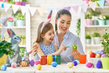 Family preparing for Easter