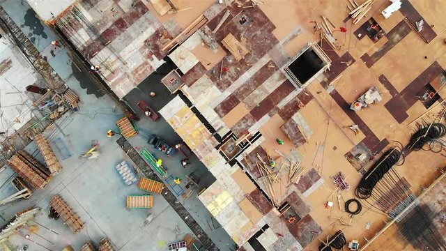 Birds eye view of construction site 