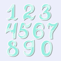Hand drawn numbers. Isolated on background. Vector.