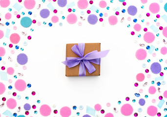 Fototapeta na wymiar Gift box on festive pastel background.