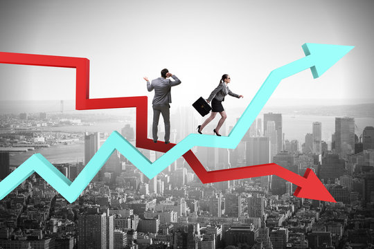 Business concept of both crisis and recovery