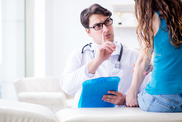 Patient visiting doctor for annual regular check-up in hospital 