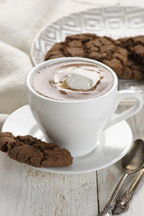 Hot chocolate and chocolate crinkle cookies