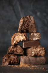 Stack of assorted chocolate candies