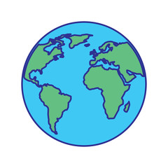 globe world earth planet map icon vector illustration blue green design