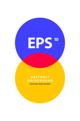 Poster design template with intersecting circles in colorful retro minimalism style. Abstract vector background