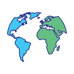 silhouette world map location planet vector illustration blue green design