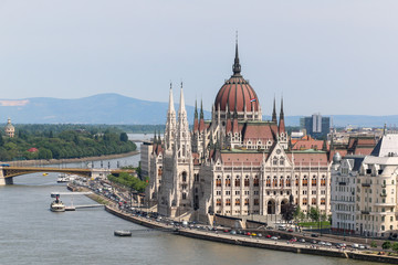 Fototapeta na wymiar Parliament of Budapest, Hungary, Danube river view