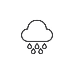 Rain drops and cloud outline icon. linear style sign for mobile concept and web design. Rainy weather simple line vector icon. Symbol, logo illustration. Pixel perfect vector graphics