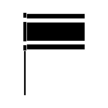 flag in pole national emblem symbol vector illustration black and white image