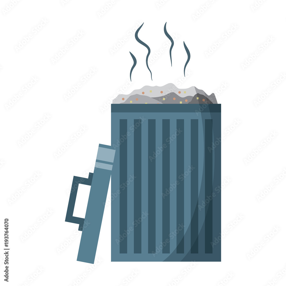 Poster open bin with garbage cap handle vector illustration