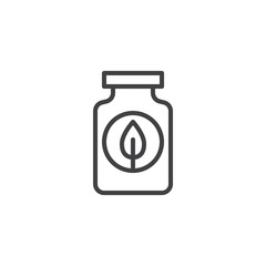 Fertilizer bottle outline icon. linear style sign for mobile concept and web design. Jar with leaf simple line vector icon. Symbol, logo illustration. Pixel perfect vector graphics