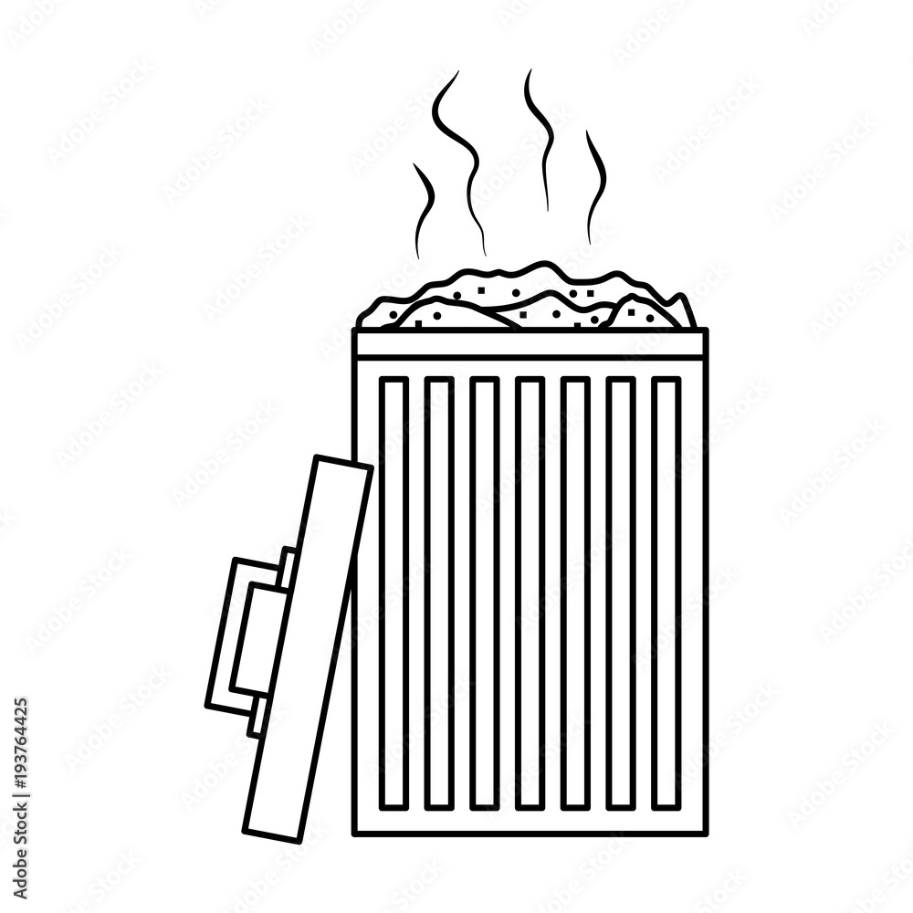 Poster open bin with garbage cap handle vector illustration outline image