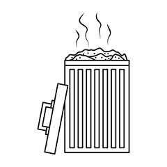 open bin with garbage cap handle vector illustration outline image