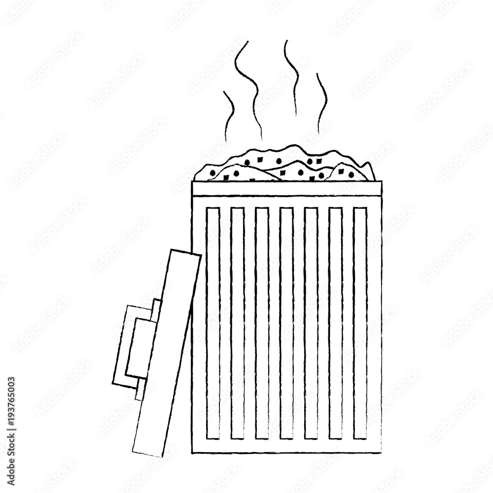 Poster open bin with garbage cap handle vector illustration sketch image graphic