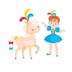 Vector image of a trained circus animal in cartoon style. Colorful illustrations isolated on white background.