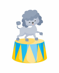 Vector image of a trained circus animal in cartoon style. Colorful illustrations isolated on white background.