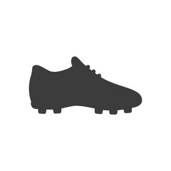 Soccer footwear icon on white background. Bleck Vector illustration football boots.