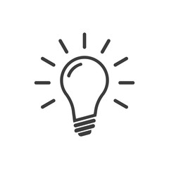Light bulb icon. Black vector illustration on white background. A light bulb is a linear image.