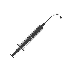 Syringe Icon. Flat black vector illustration on white background.