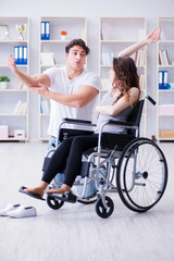 Fototapeta premium Patient undergoing rehabilitation recovery programme with doctor
