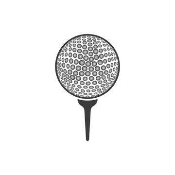 Golf ball close-up icon. Flat black vector illustration on white background.