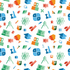 Seamless Pattern of Education Student Study at School