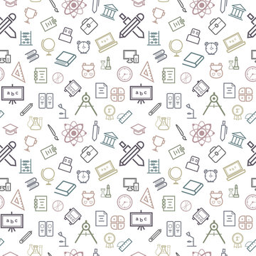 Seamless Pattern of Education Student Study at School
