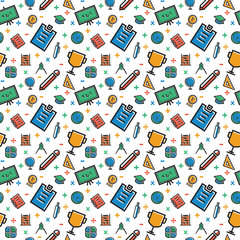 Seamless Pattern of Education Student Study at School