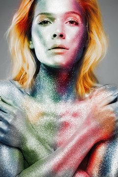 Beautiful Rainbow Girl in Sparkles