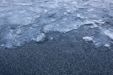 frozen ice on the river