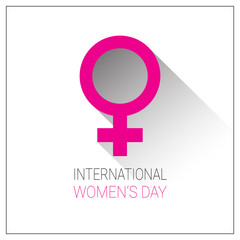 International Women Day Background Pink Greeting Card With Female Sign Icon Vector Illustration