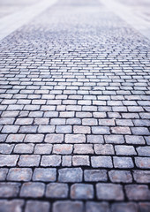 Vintage Moscow brick stone pavement background